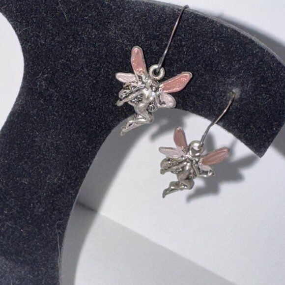 Painted Wing, Fairy Dangle Earrings - Picture 3 of 7